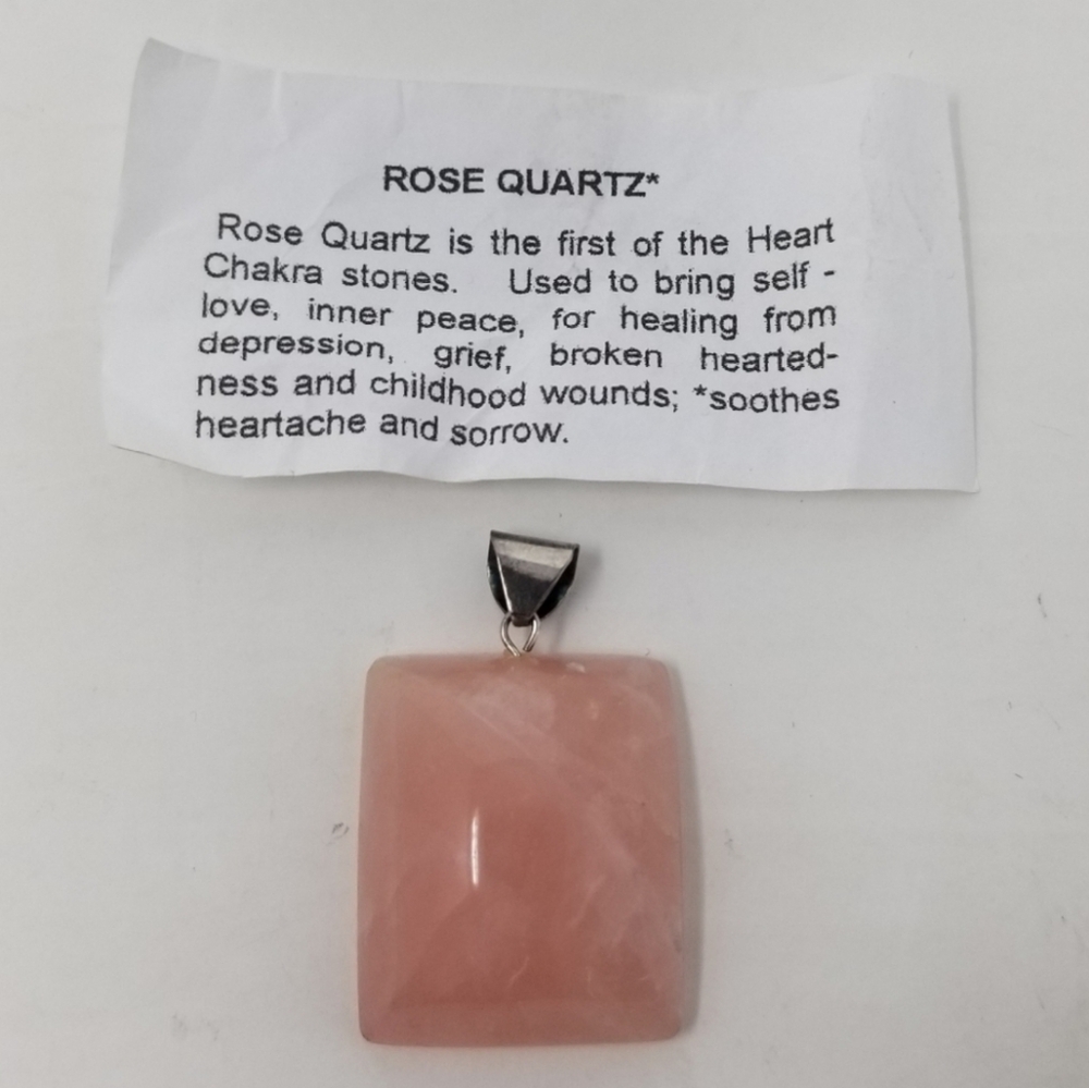 New Rose Quartz Rectangular Heart Chakra Pink Nec… - image 4